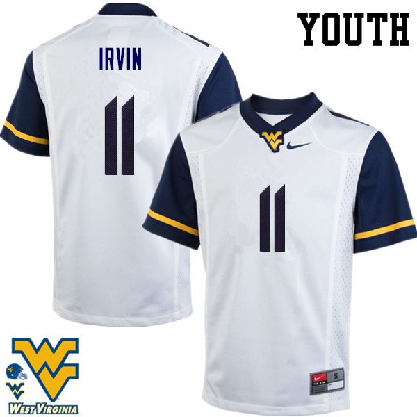 Youth #11 Bruce Irvin West Virginia Mountaineers College Football Jerseys-White - Click Image to Close